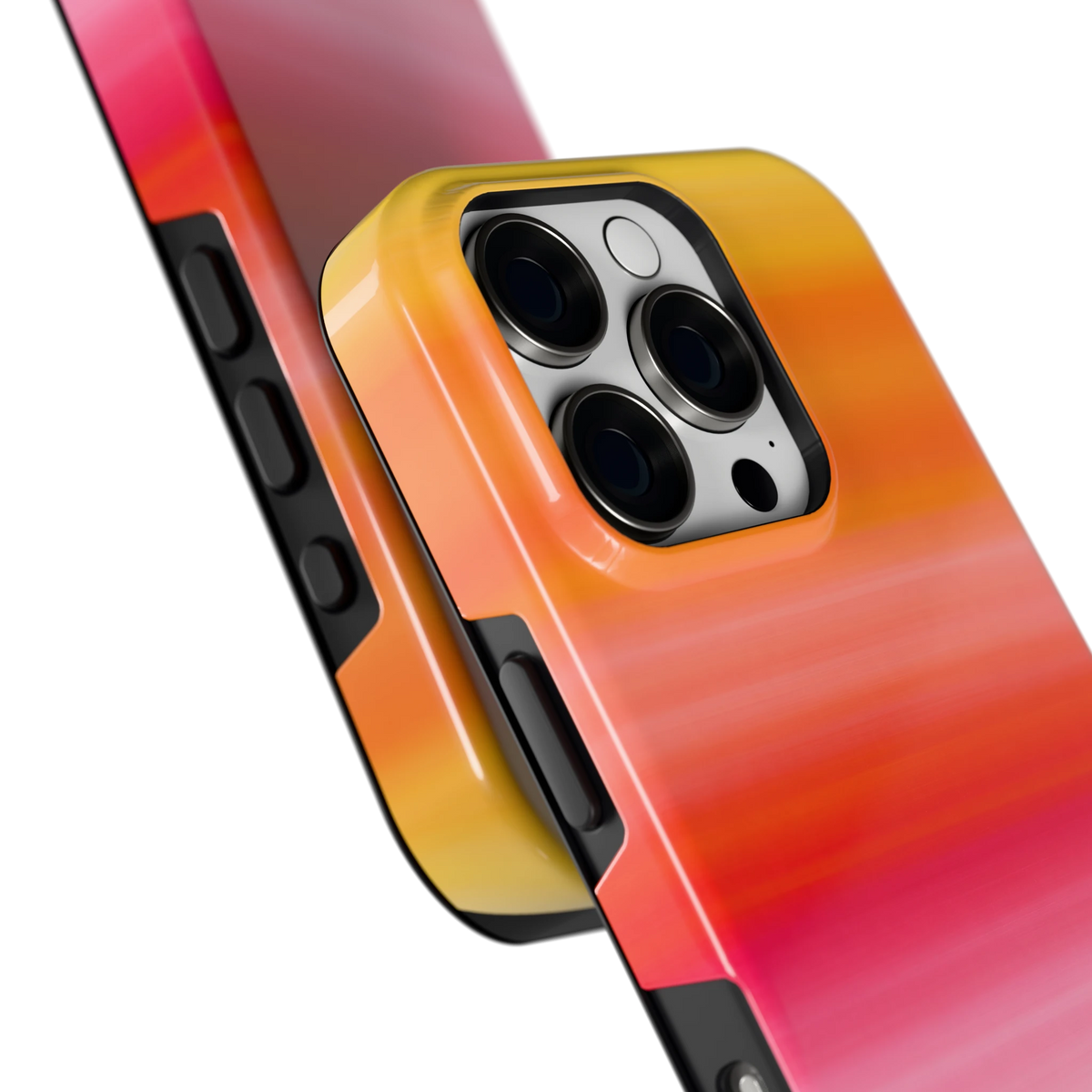 Zonsonderganggloed hoesje voor iPhone 16 Pro, close-up