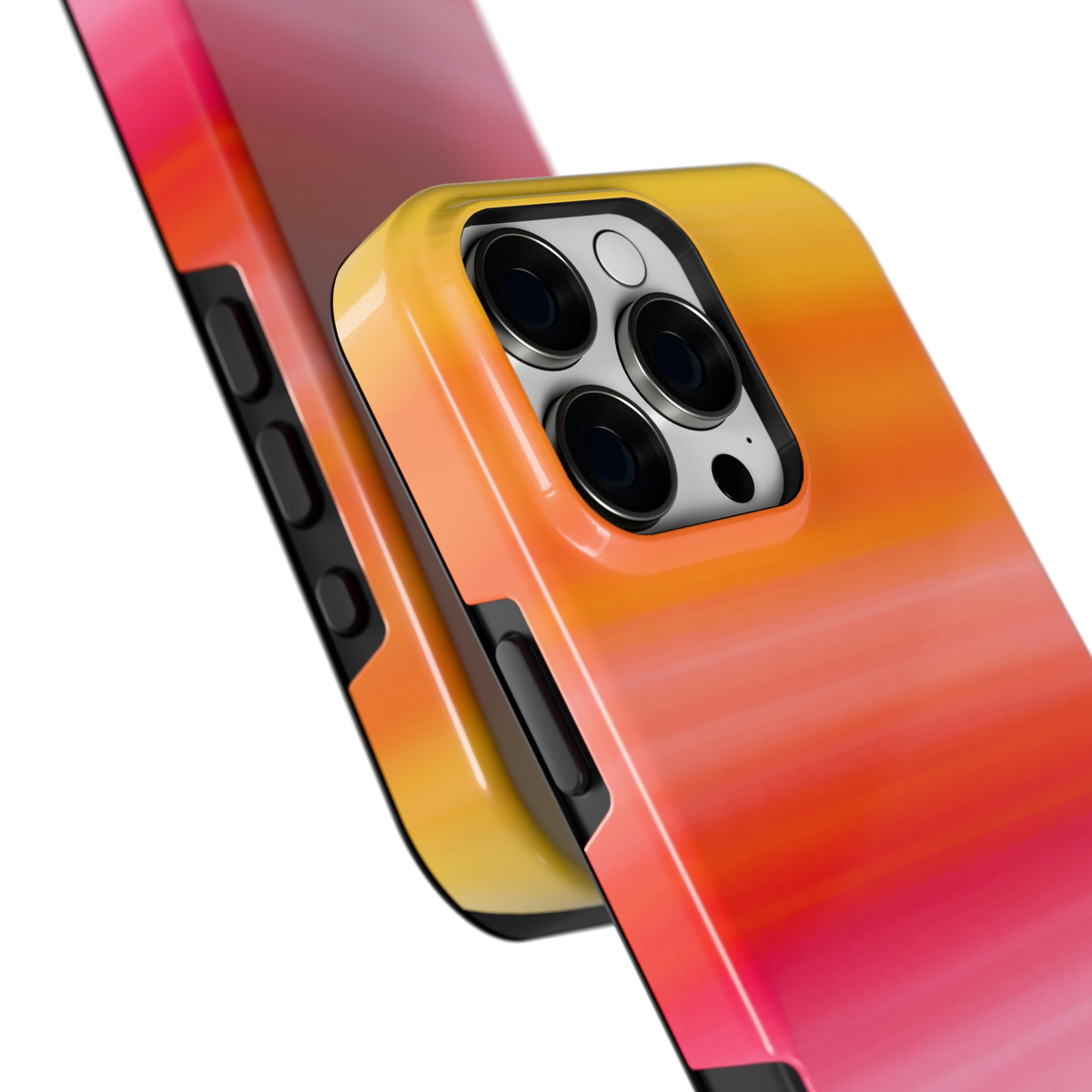 Zonsonderganggloed hoesje voor iPhone 16 Pro Max, close-up