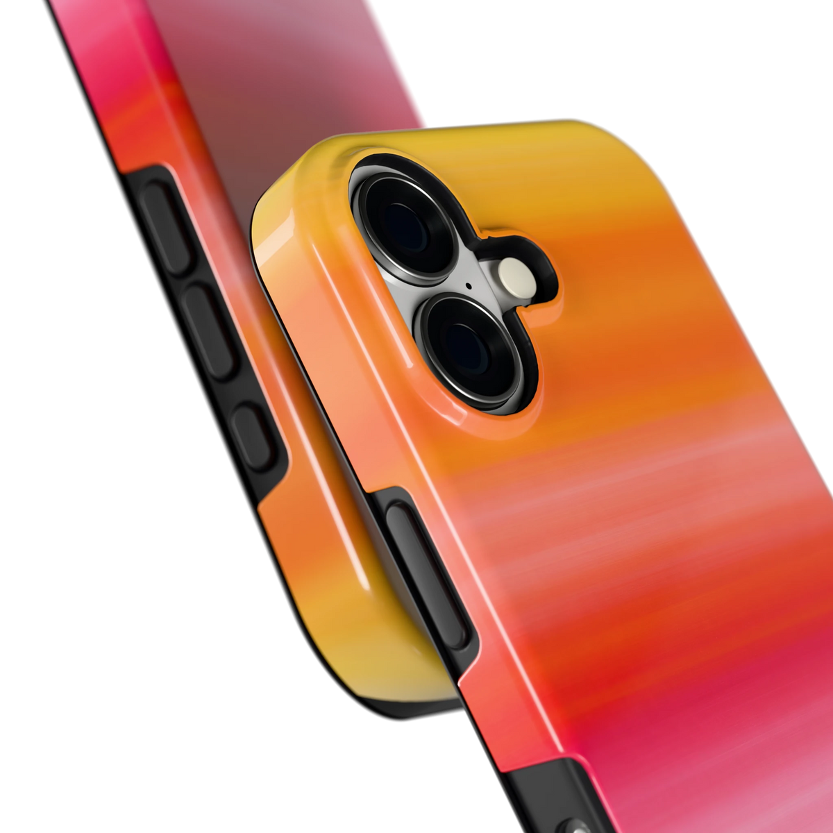 Zonsonderganggloed hoesje voor iPhone 17, close-up