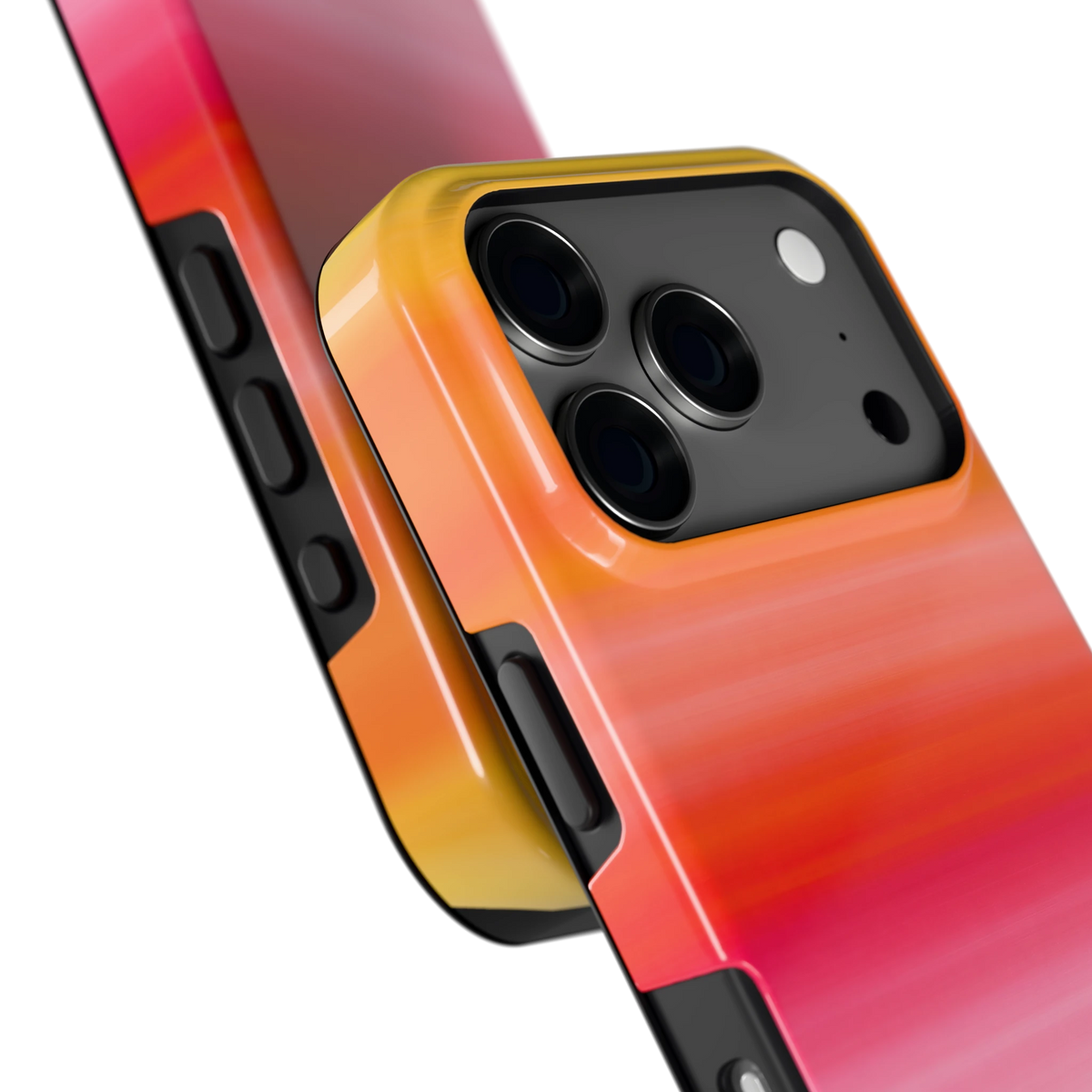 Zonsonderganggloed hoesje voor iPhone 17 Pro, close-up