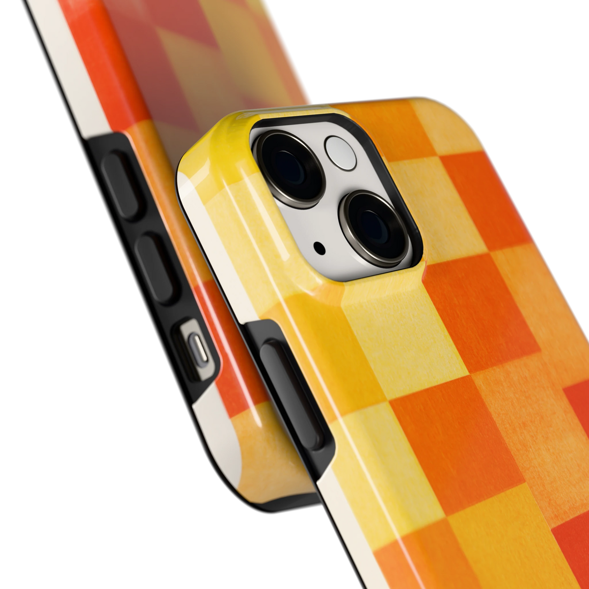 Zonnige Vierkanten hoesje voor iPhone 13 mini, close-up