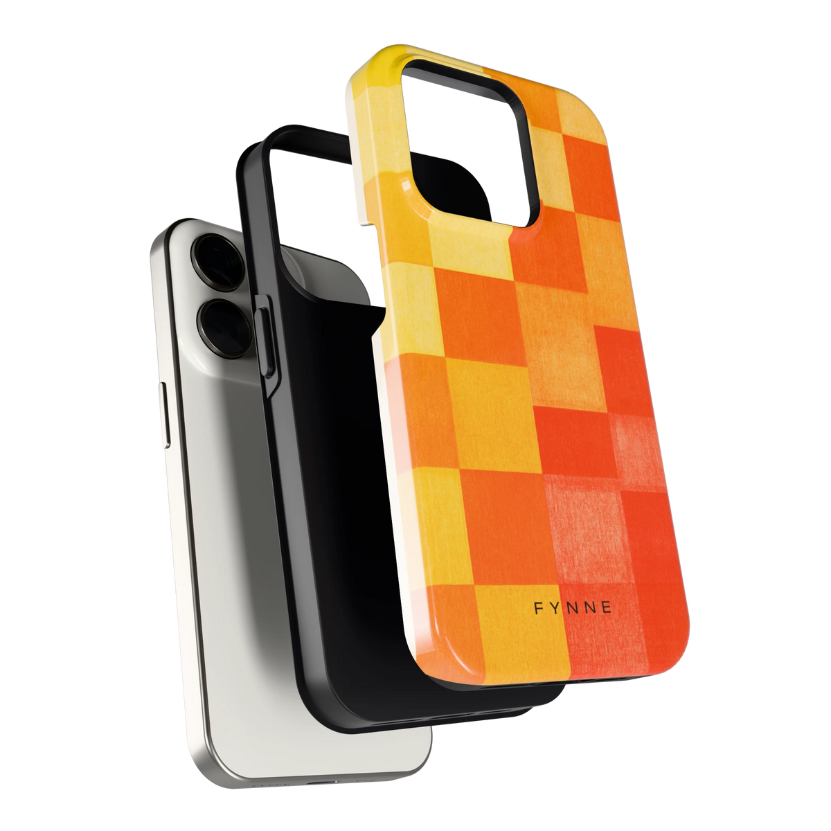 Zonnige Vierkanten hoesje voor iPhone 15 Pro, los van de telefoon
