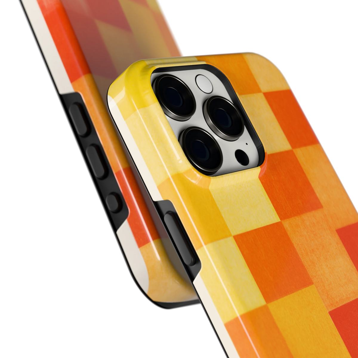 Zonnige Vierkanten hoesje voor iPhone 15 Pro Max, close-up