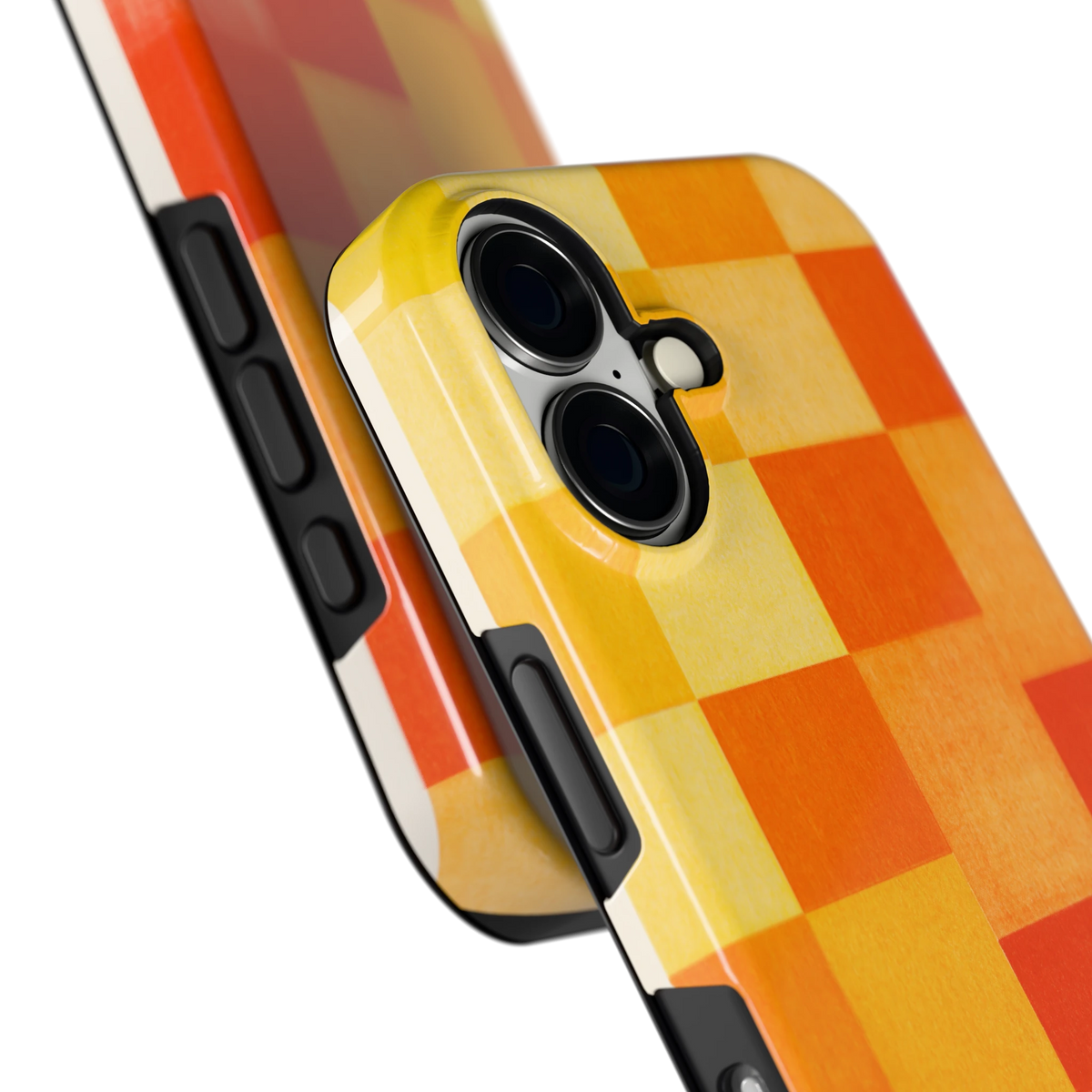 Zonnige Vierkanten hoesje voor iPhone 16, close-up