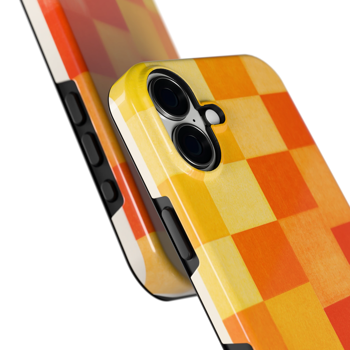 Zonnige Vierkanten hoesje voor iPhone 16 Plus, close-up