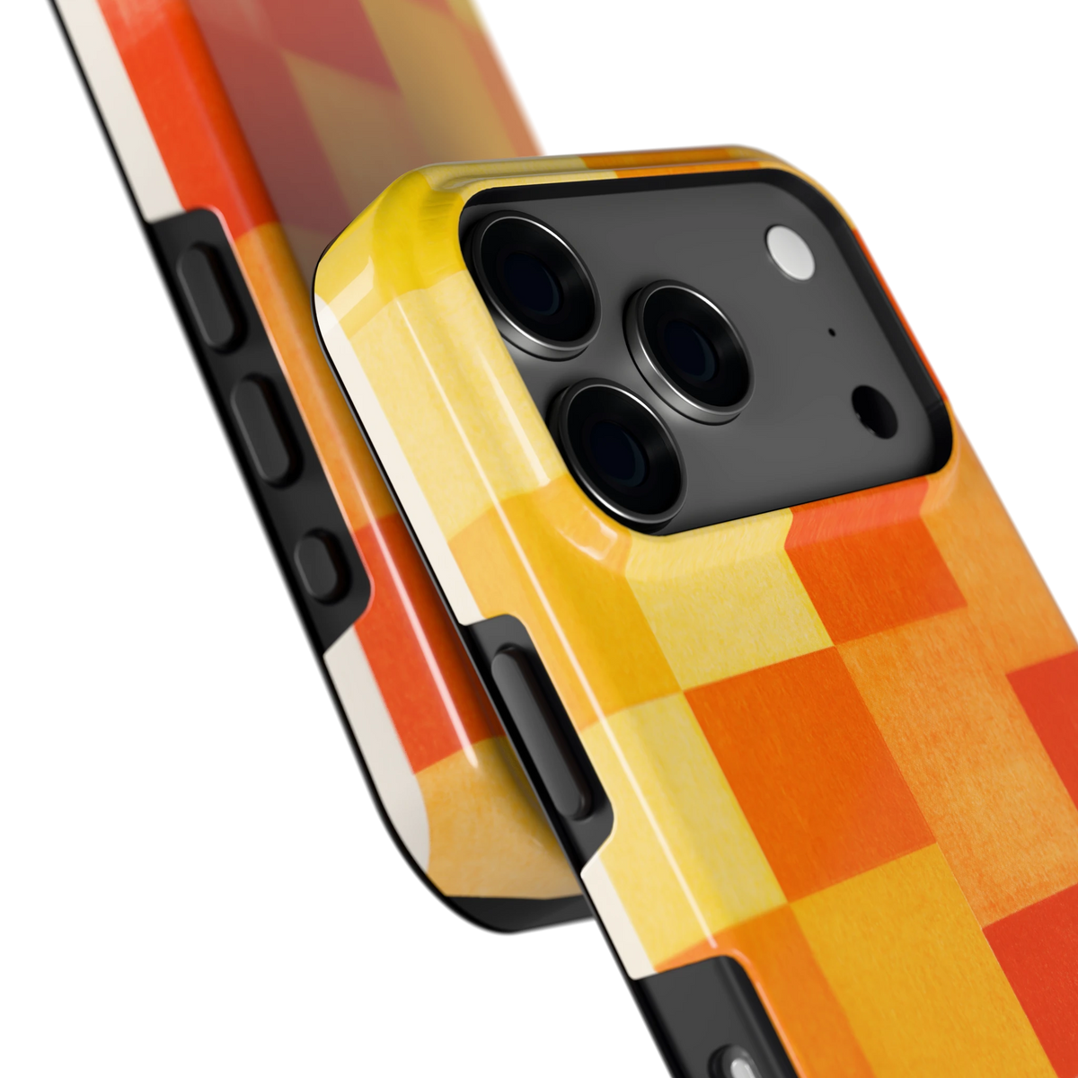 Zonnige Vierkanten hoesje voor iPhone 17 Pro, close-up