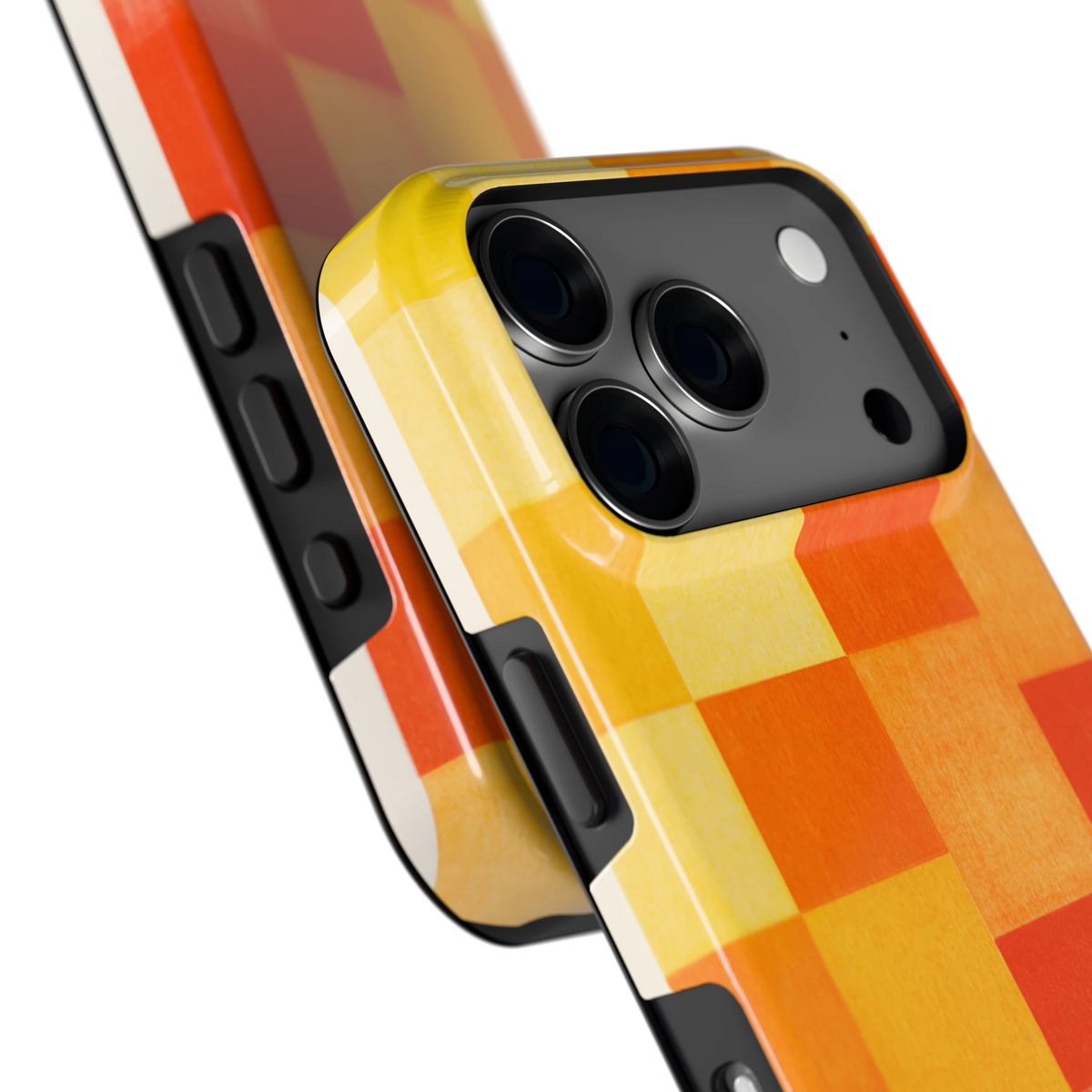 Zonnige Vierkanten hoesje voor iPhone 18 Pro, close-up