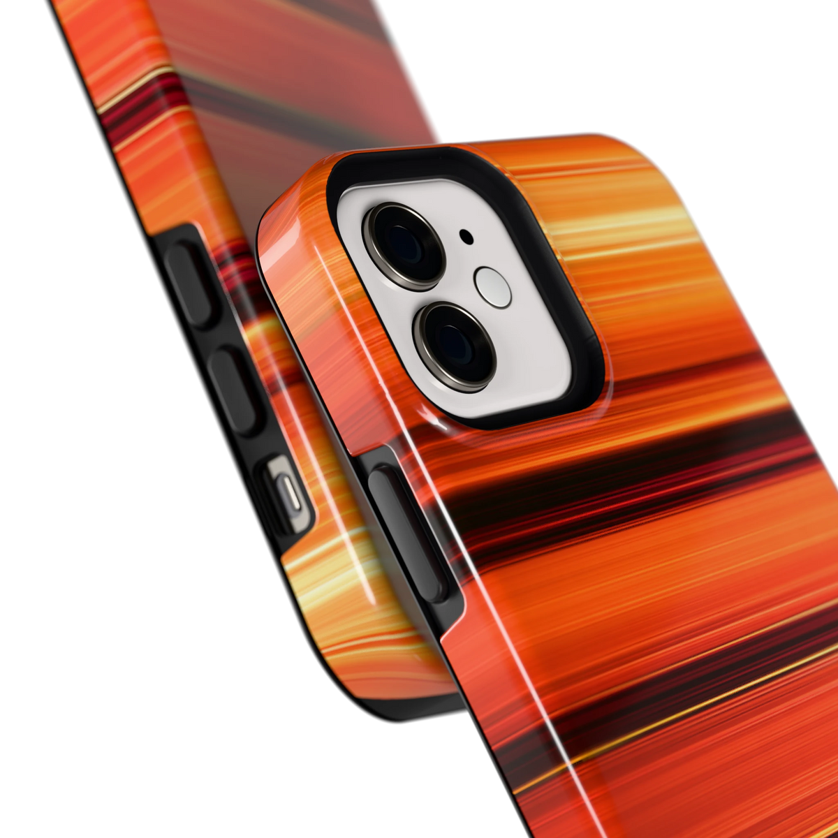 Zonsondergangstrepen hoesje voor iPhone 12, close-up