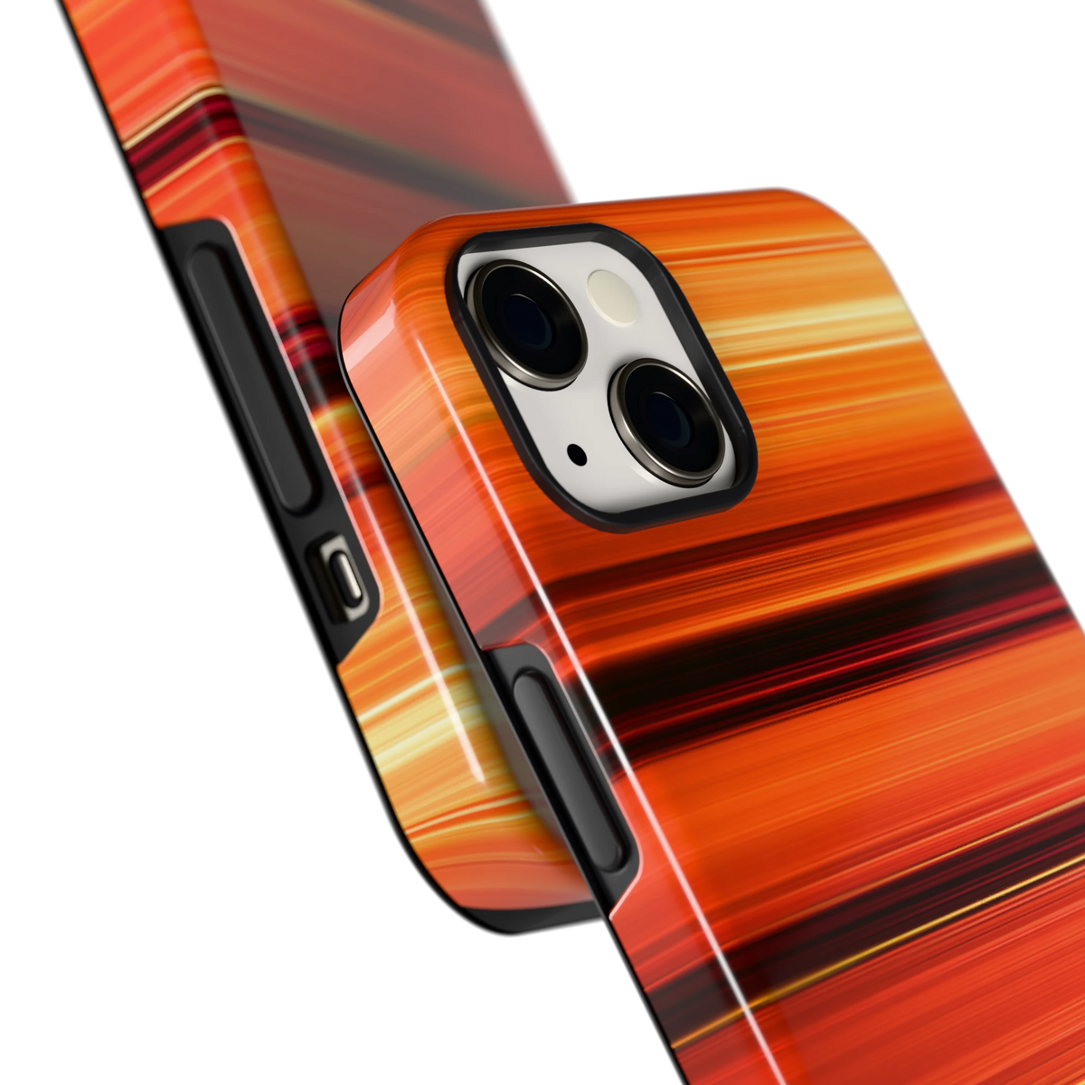 Zonsondergangstrepen hoesje voor iPhone 13, close-up