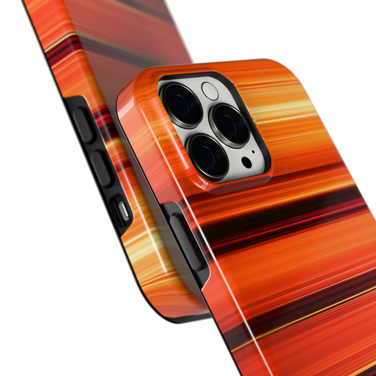 Zonsondergangstrepen hoesje voor iPhone 13 Pro Max, close-up