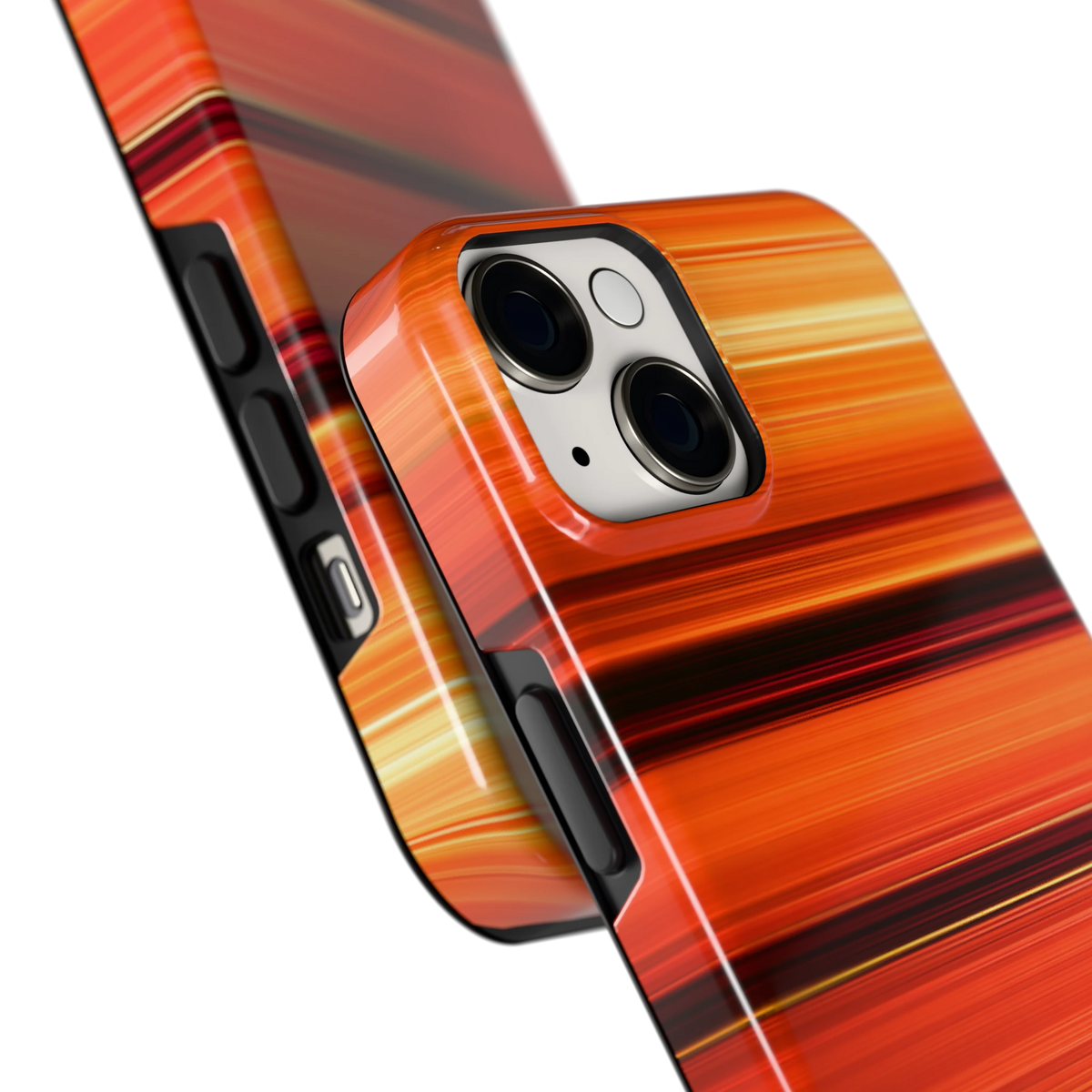Zonsondergangstrepen hoesje voor iPhone 14, close-up