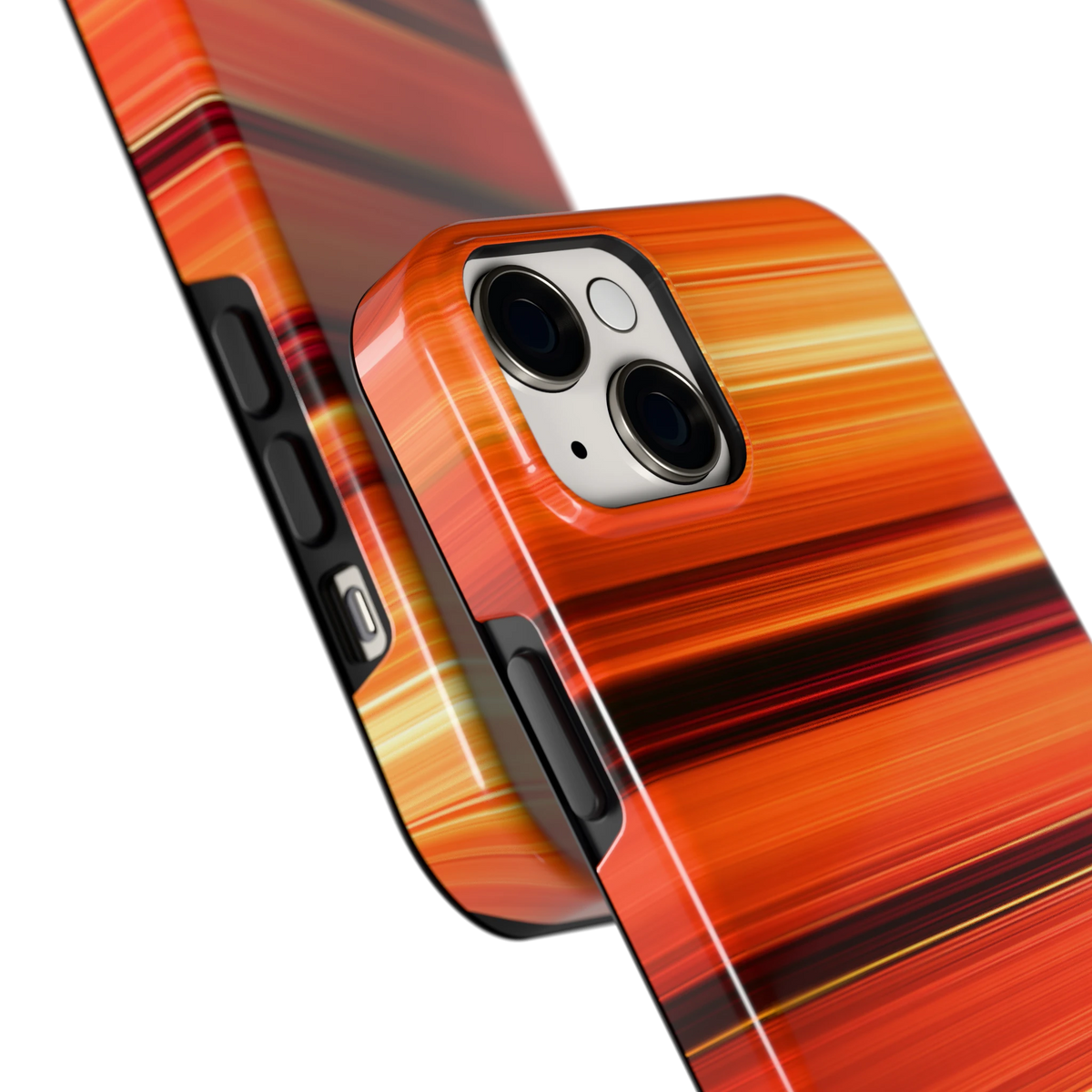Zonsondergangstrepen hoesje voor iPhone 14 Plus, close-up
