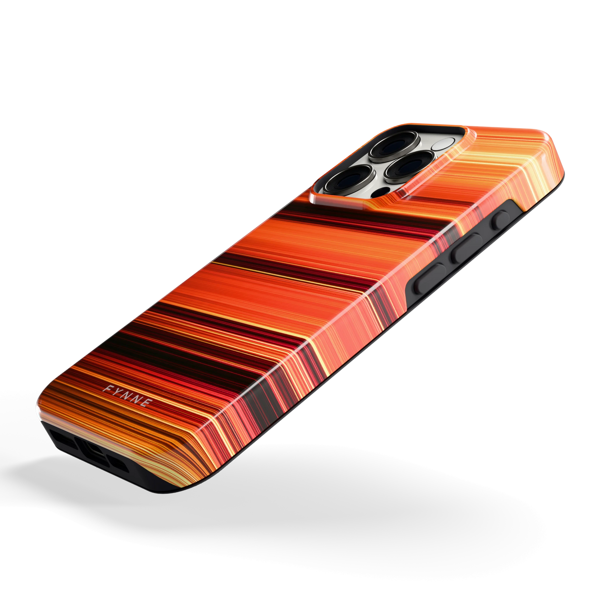 Zonsondergangstrepen hoesje voor iPhone 15 Pro, schuin