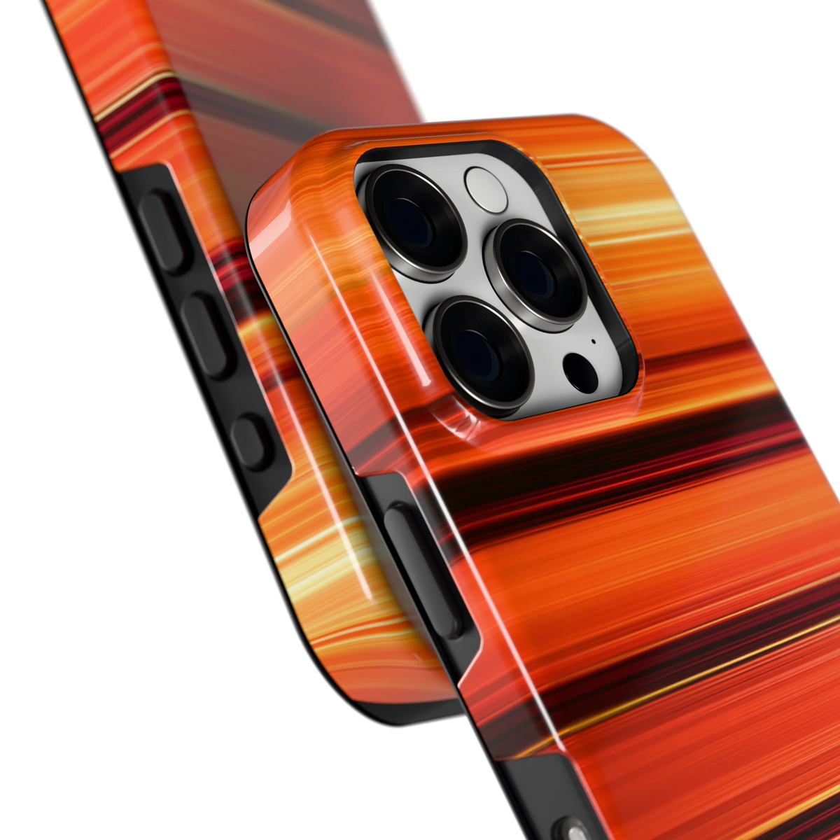 Zonsondergangstrepen hoesje voor iPhone 16 Pro, close-up
