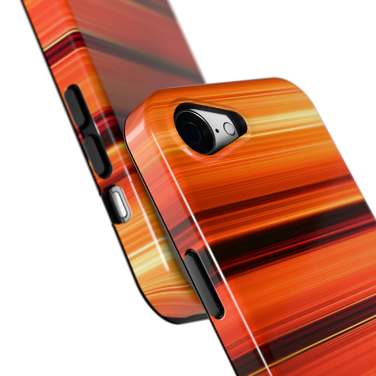 Zonsondergangstrepen hoesje voor iPhone 16e, close-up