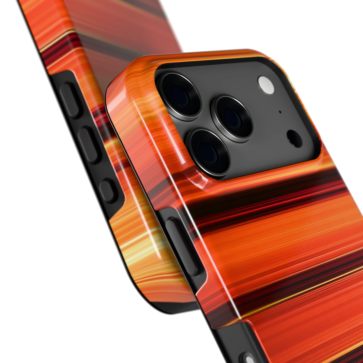 Zonsondergangstrepen hoesje voor iPhone 17 Pro, close-up