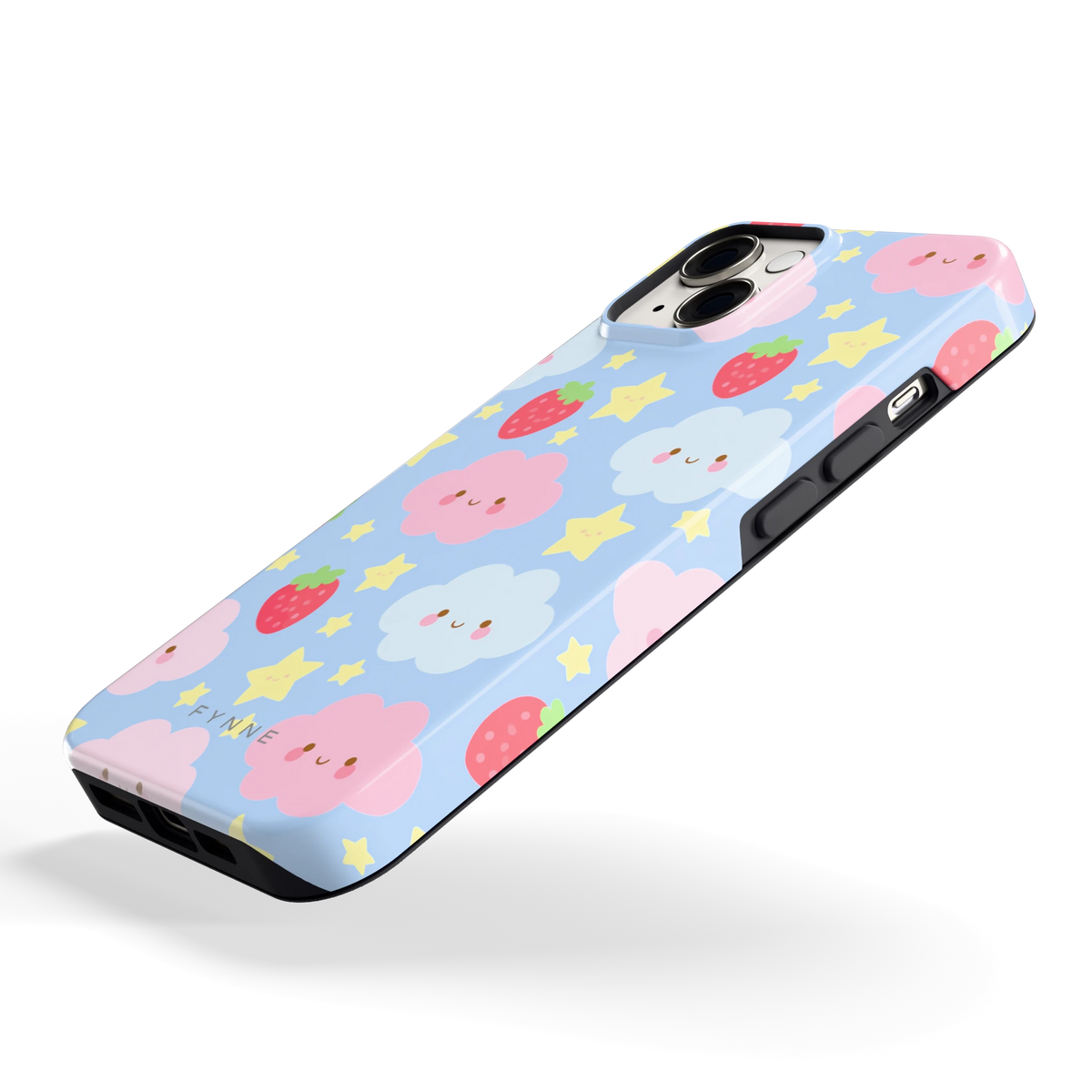 Zoete Aardbeienlucht hoesje voor iPhone 14, schuin