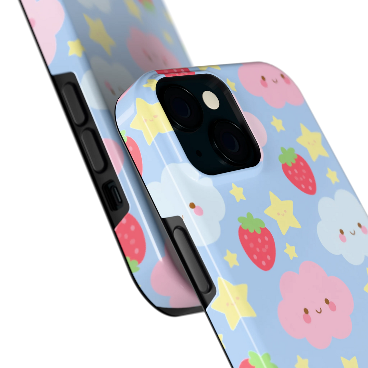 Zoete Aardbeienlucht hoesje voor iPhone 15, close-up