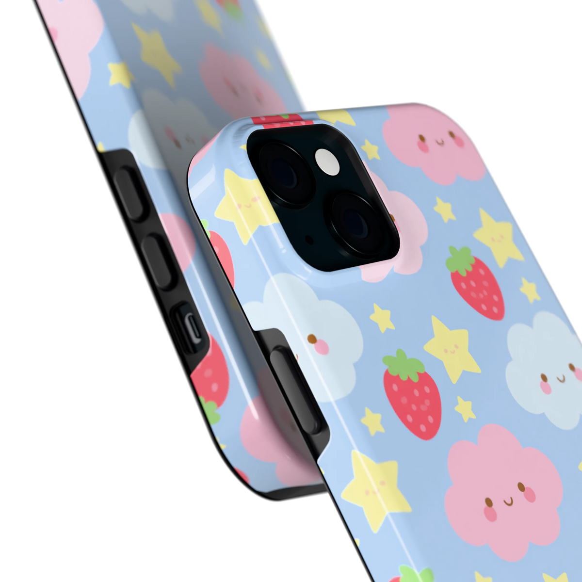 Zoete Aardbeienlucht hoesje voor iPhone 15 Plus, close-up