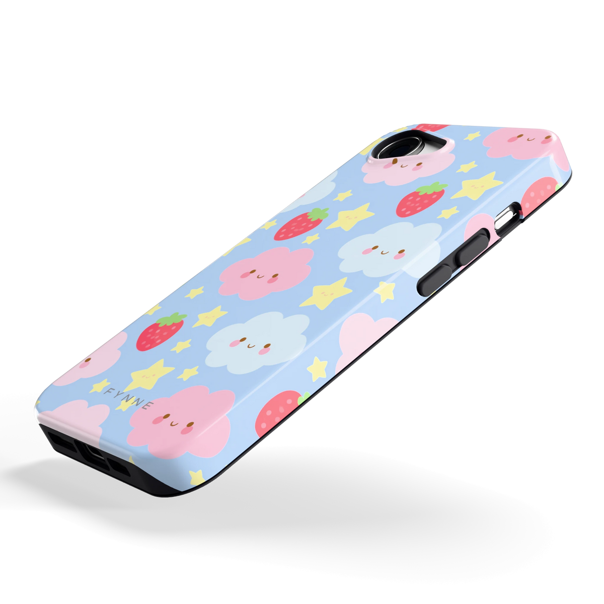 Zoete Aardbeienlucht hoesje voor iPhone 16e, schuin