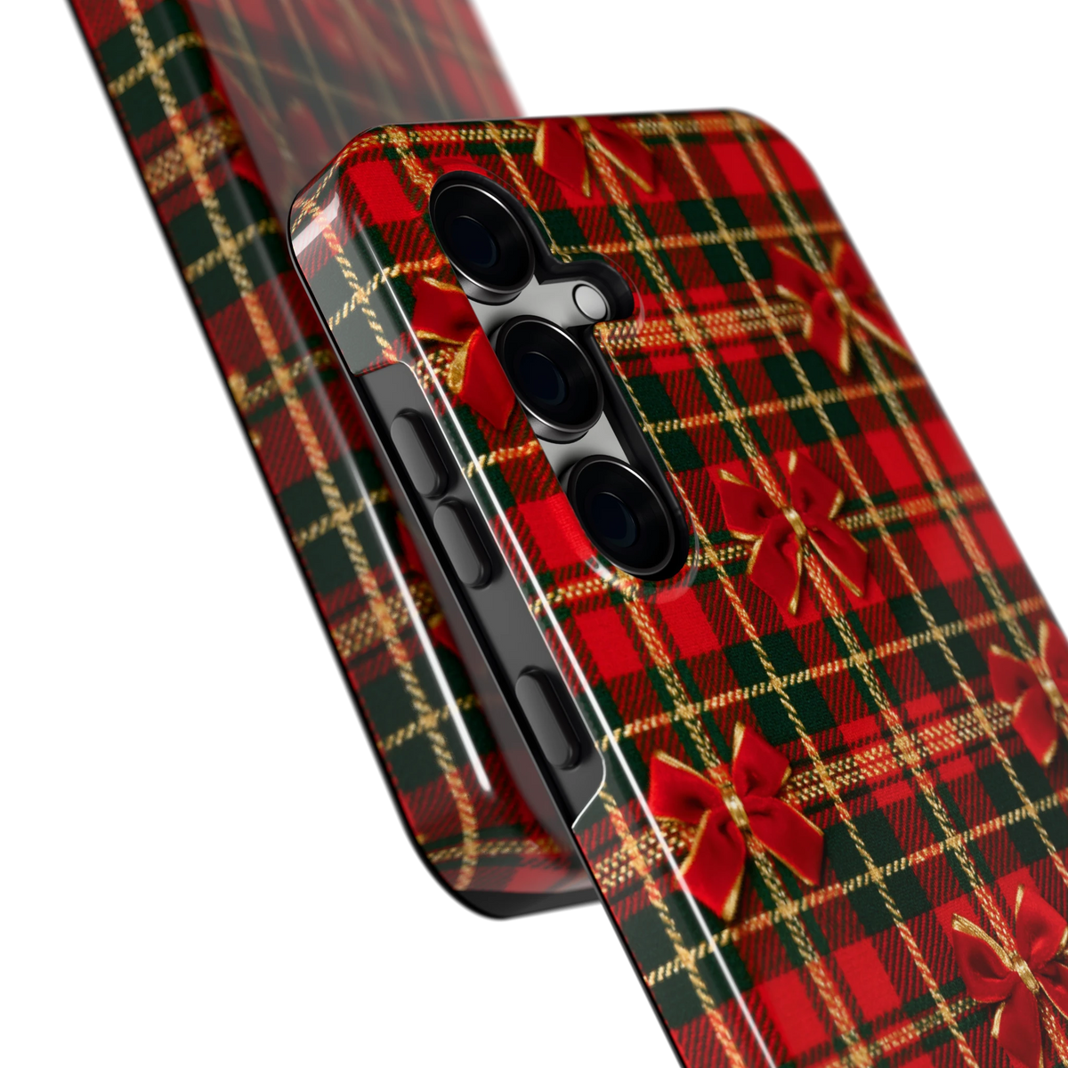 Tartan strikjes hoesje voor Galaxy S24 FE, close-up