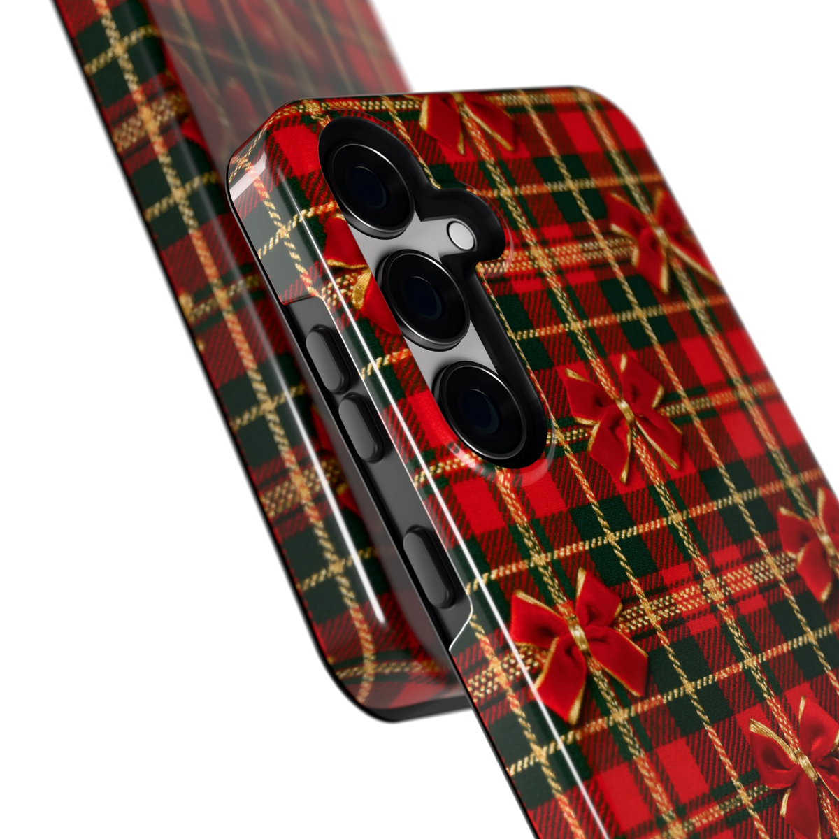 Tartan strikjes hoesje voor Galaxy S24+, close-up