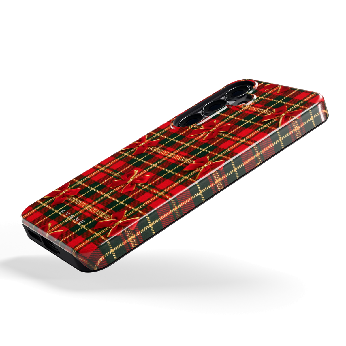 Tartan strikjes hoesje voor Galaxy S25, schuin