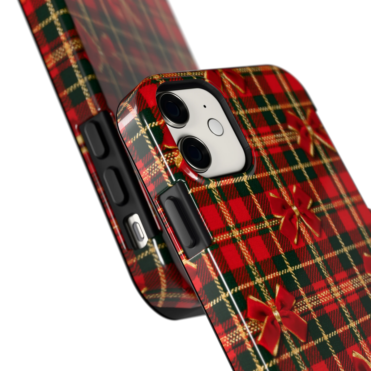 Tartan strikjes hoesje voor iPhone 11, close-up