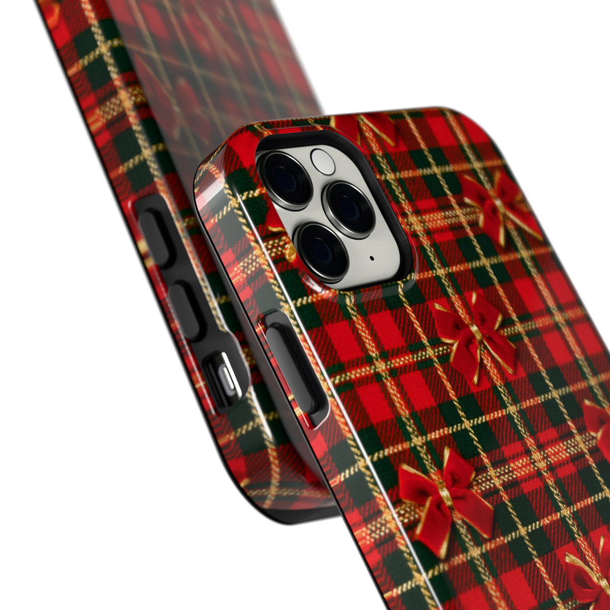 Tartan strikjes hoesje voor iPhone 11 Pro Max, close-up