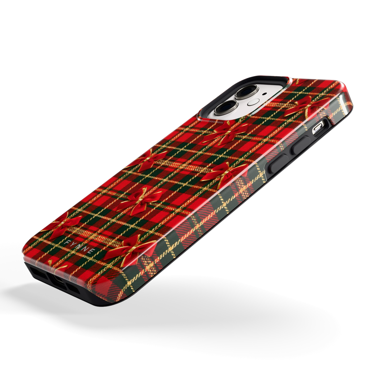 Tartan strikjes hoesje voor iPhone 12, schuin