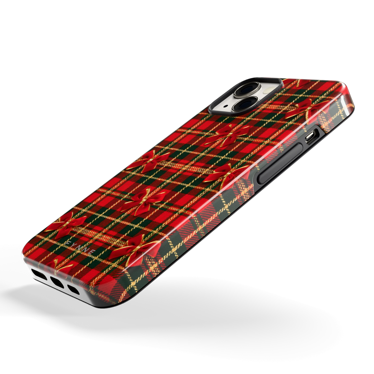 Tartan strikjes hoesje voor iPhone 13, schuin