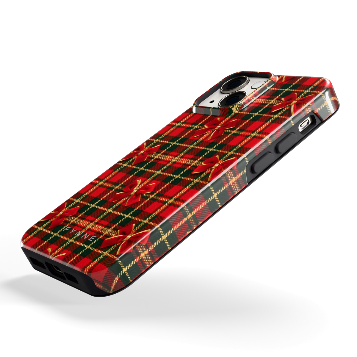 Tartan strikjes hoesje voor iPhone 13 mini, schuin
