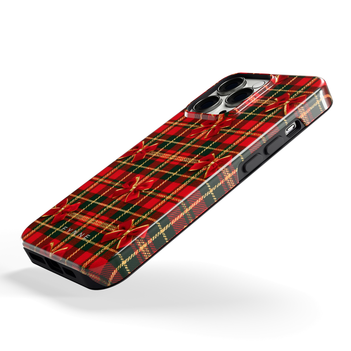 Tartan strikjes hoesje voor iPhone 13 Pro, schuin