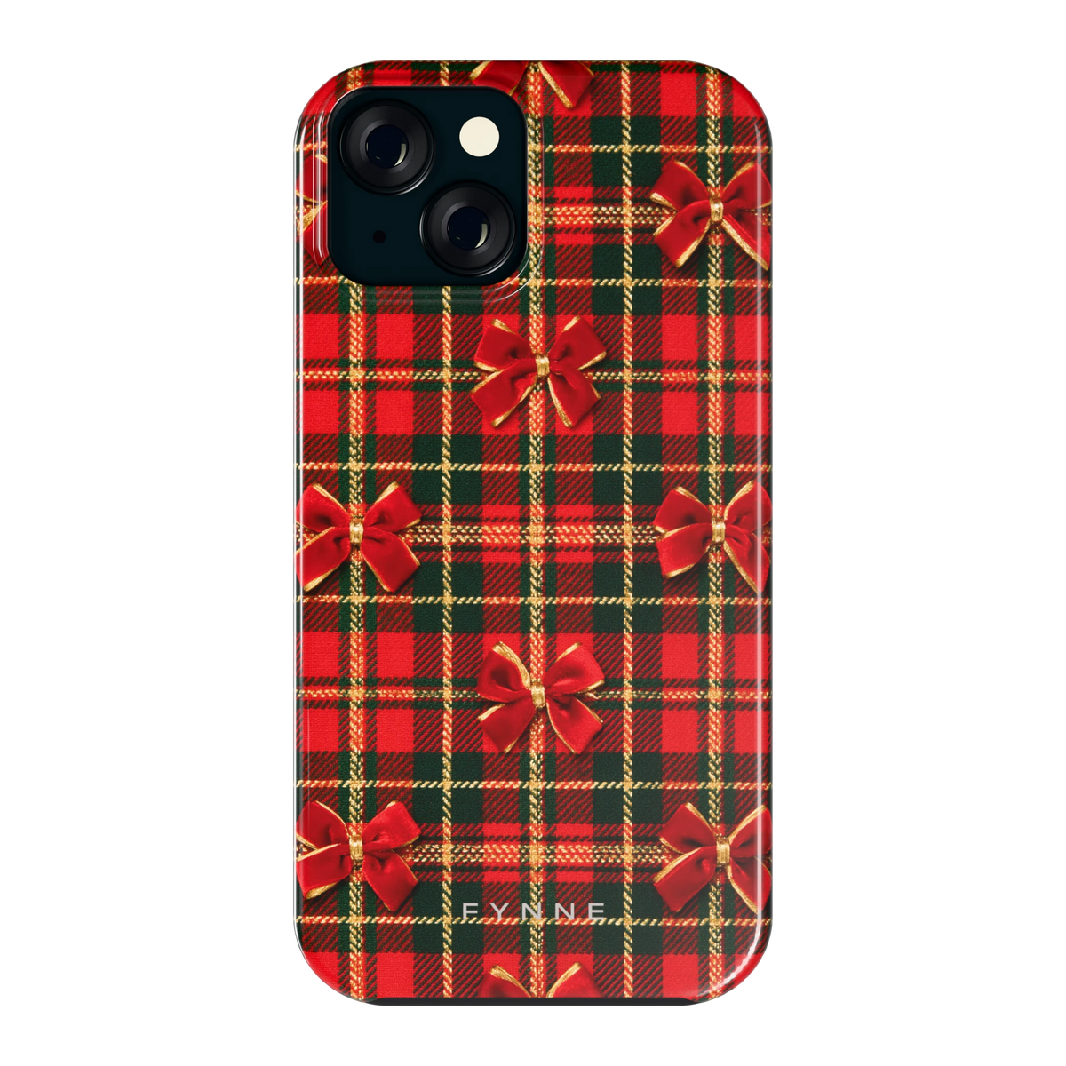 Tartan strikjes hoesje voor iPhone 15, achterkant