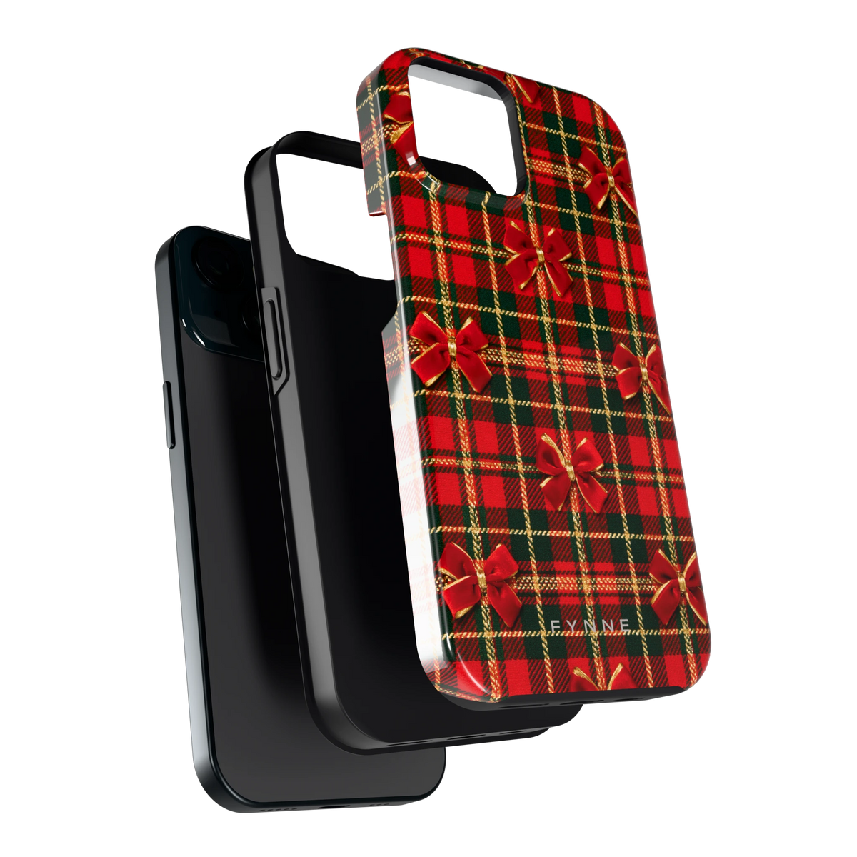 Tartan strikjes hoesje voor iPhone 15, los van de telefoon
