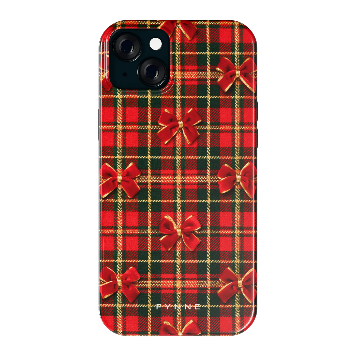 Tartan strikjes hoesje voor iPhone 15 Plus, achterkant