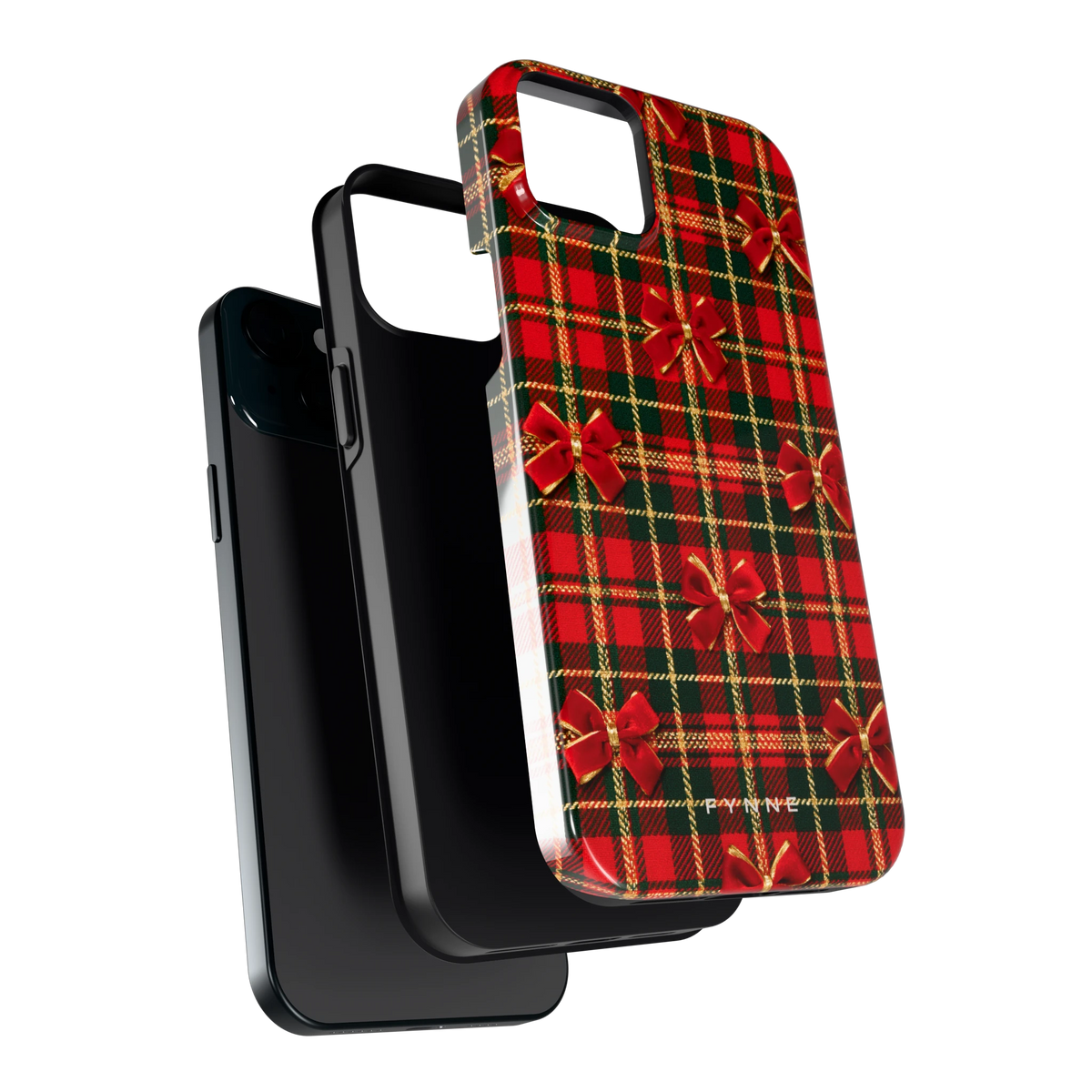 Tartan strikjes hoesje voor iPhone 15 Plus, los van de telefoon