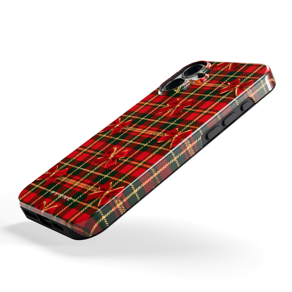 Tartan strikjes hoesje voor iPhone 16 Plus, schuin