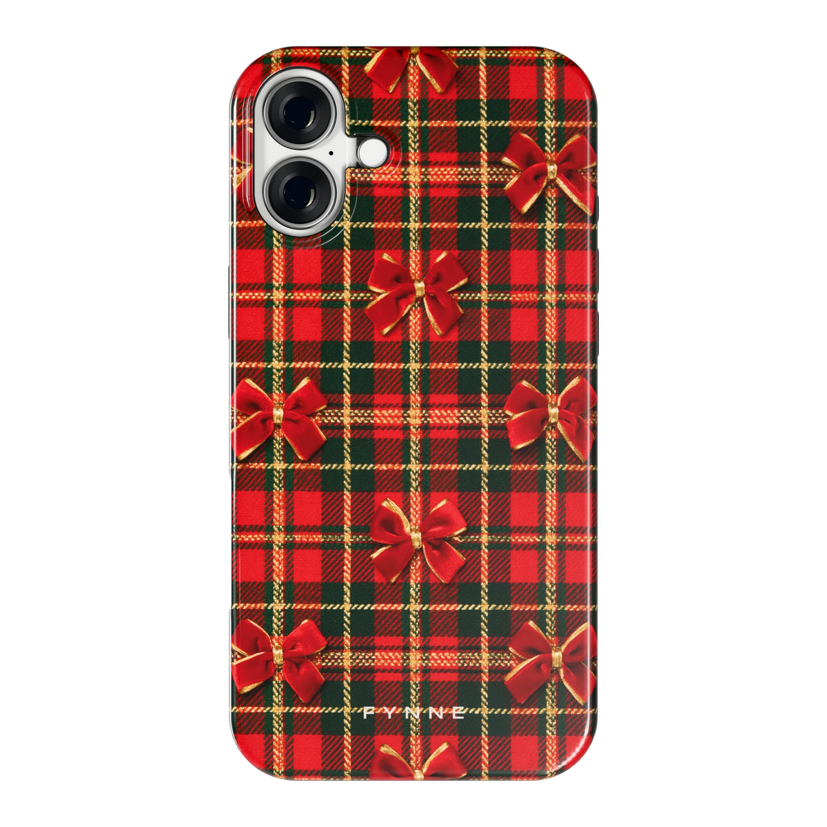 Tartan strikjes hoesje voor iPhone 16 Plus, achterkant