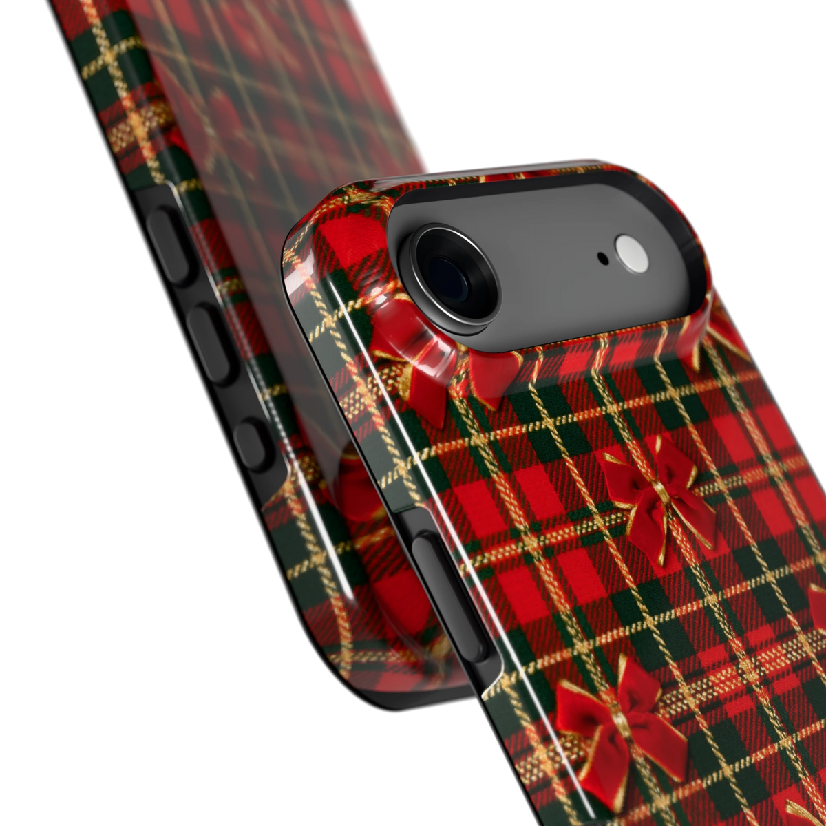 Tartan strikjes hoesje voor iPhone Air, close-up