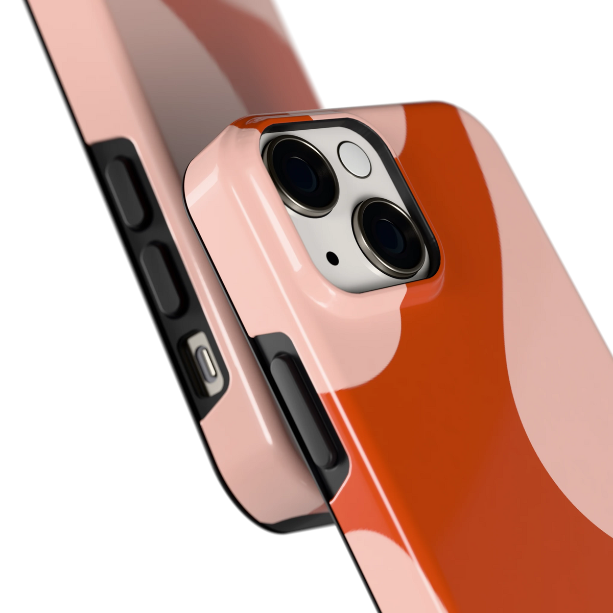 Terracotta Vlekken hoesje voor iPhone 13 mini, close-up