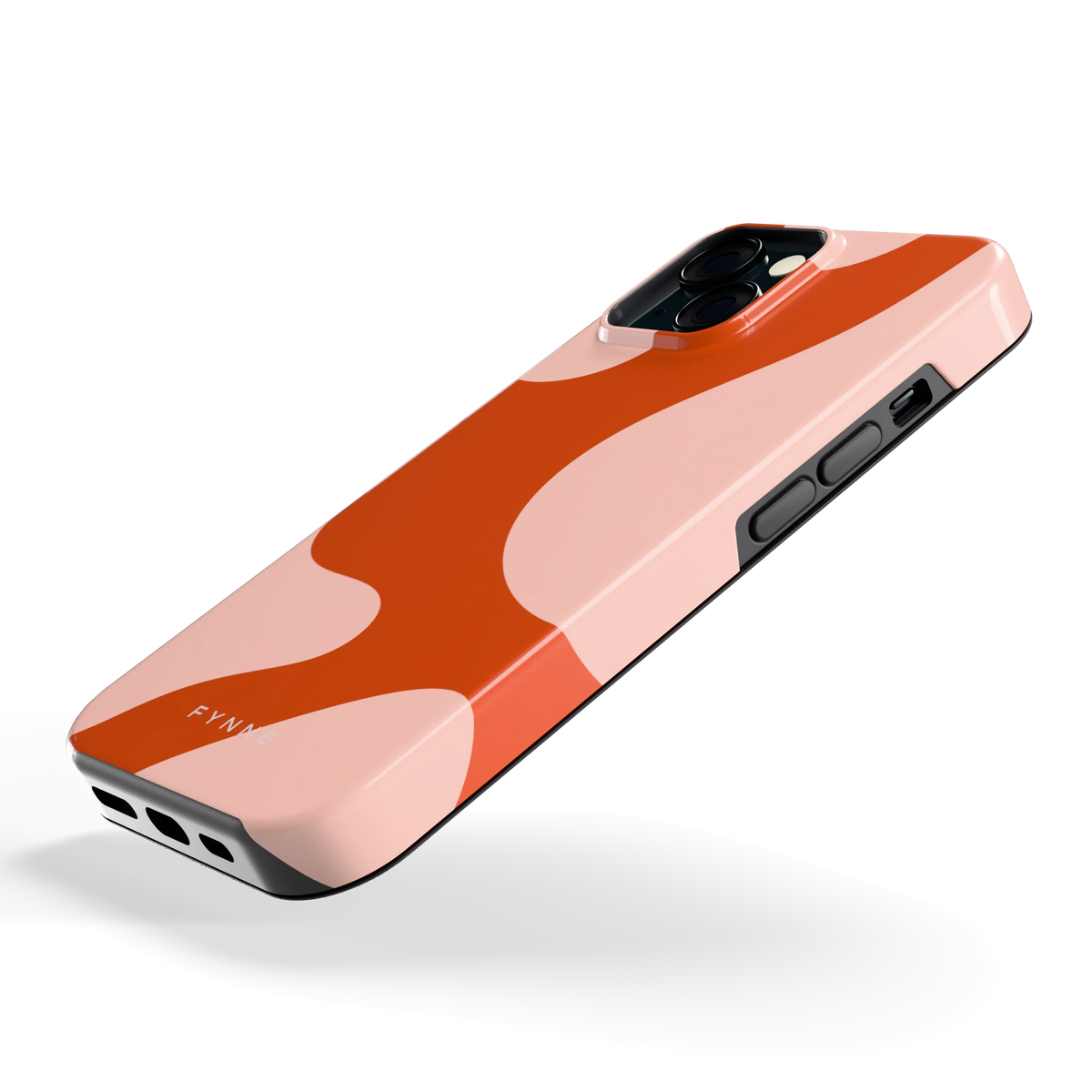 Terracotta Vlekken hoesje voor iPhone 15, schuin