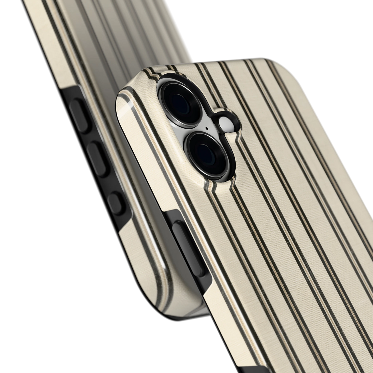 Klassieke Strepen hoesje voor iPhone 16 Plus, close-up