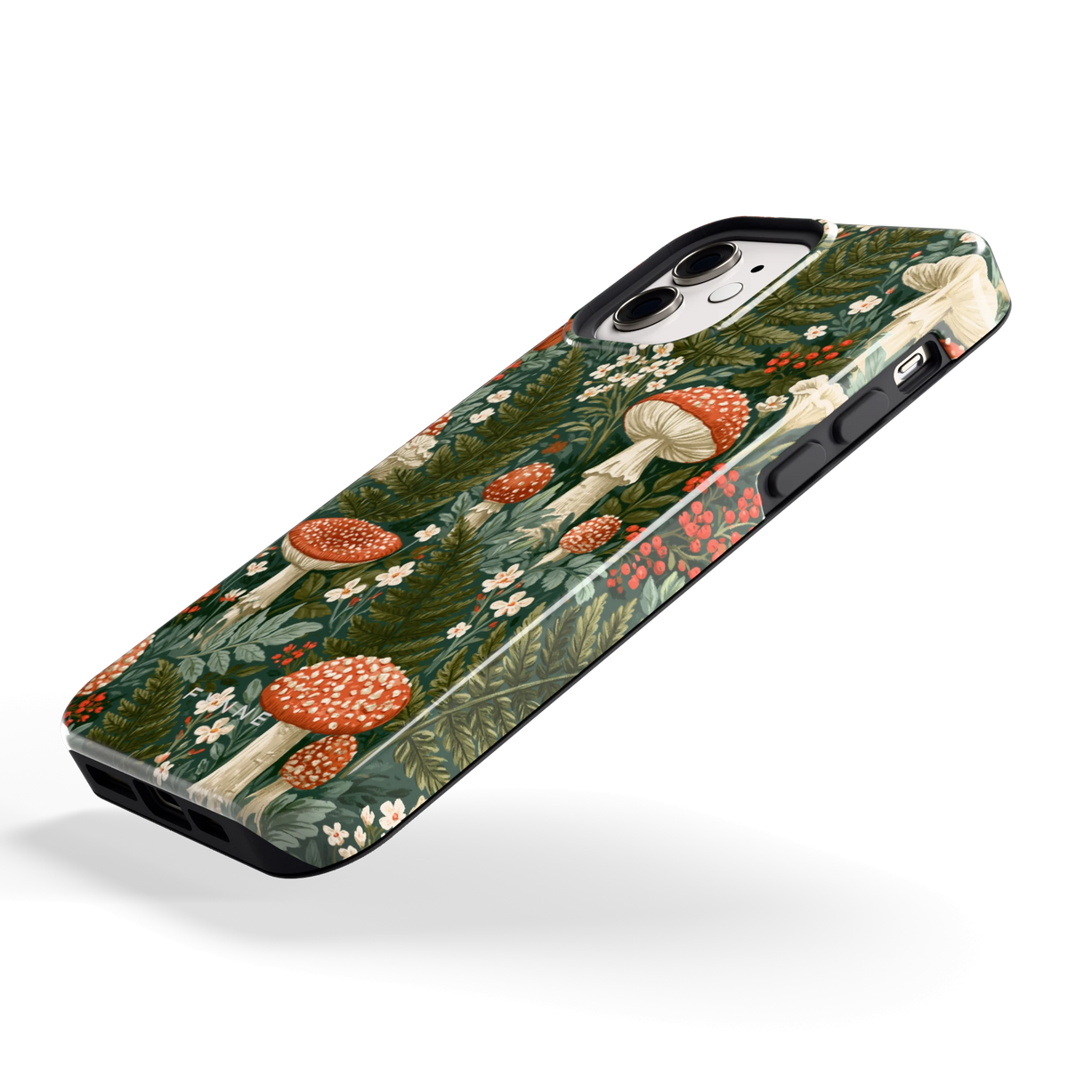 Vliegenzwammenbos hoesje voor iPhone 12, schuin