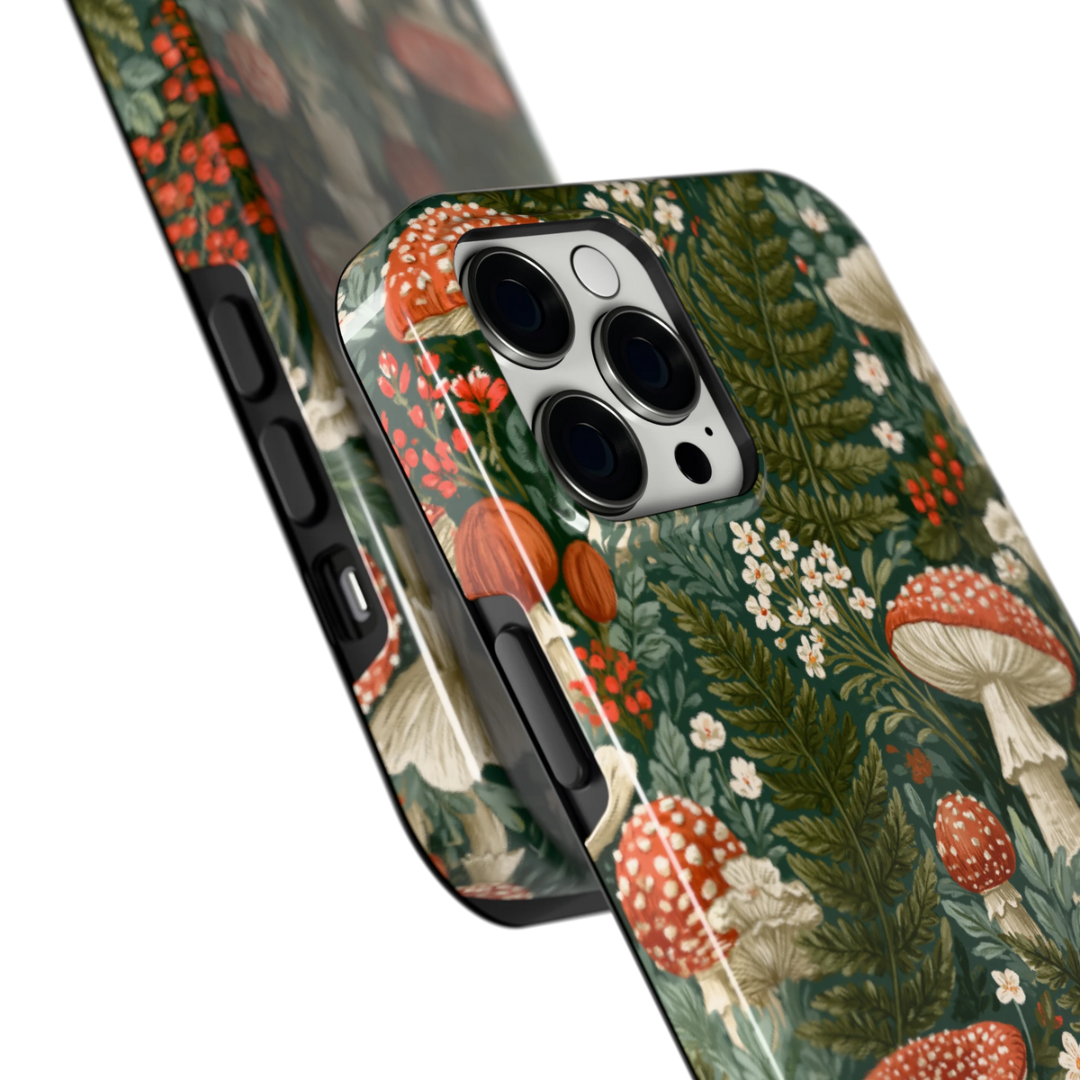 Vliegenzwammenbos hoesje voor iPhone 12 Pro Max, close-up
