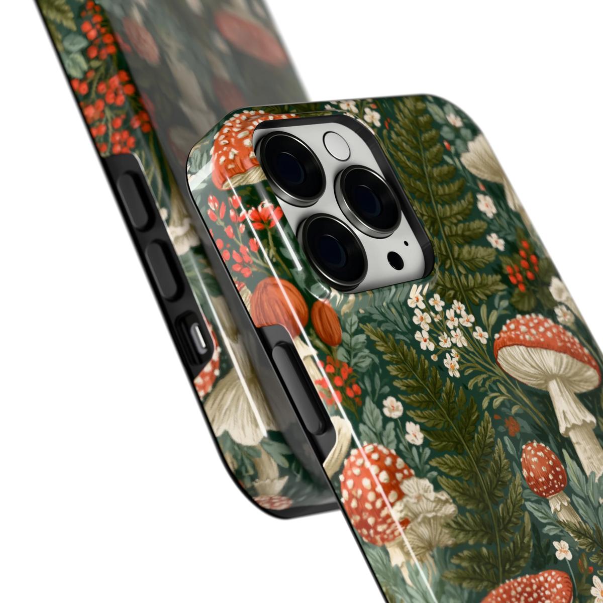 Vliegenzwammenbos hoesje voor iPhone 13 Pro Max, close-up