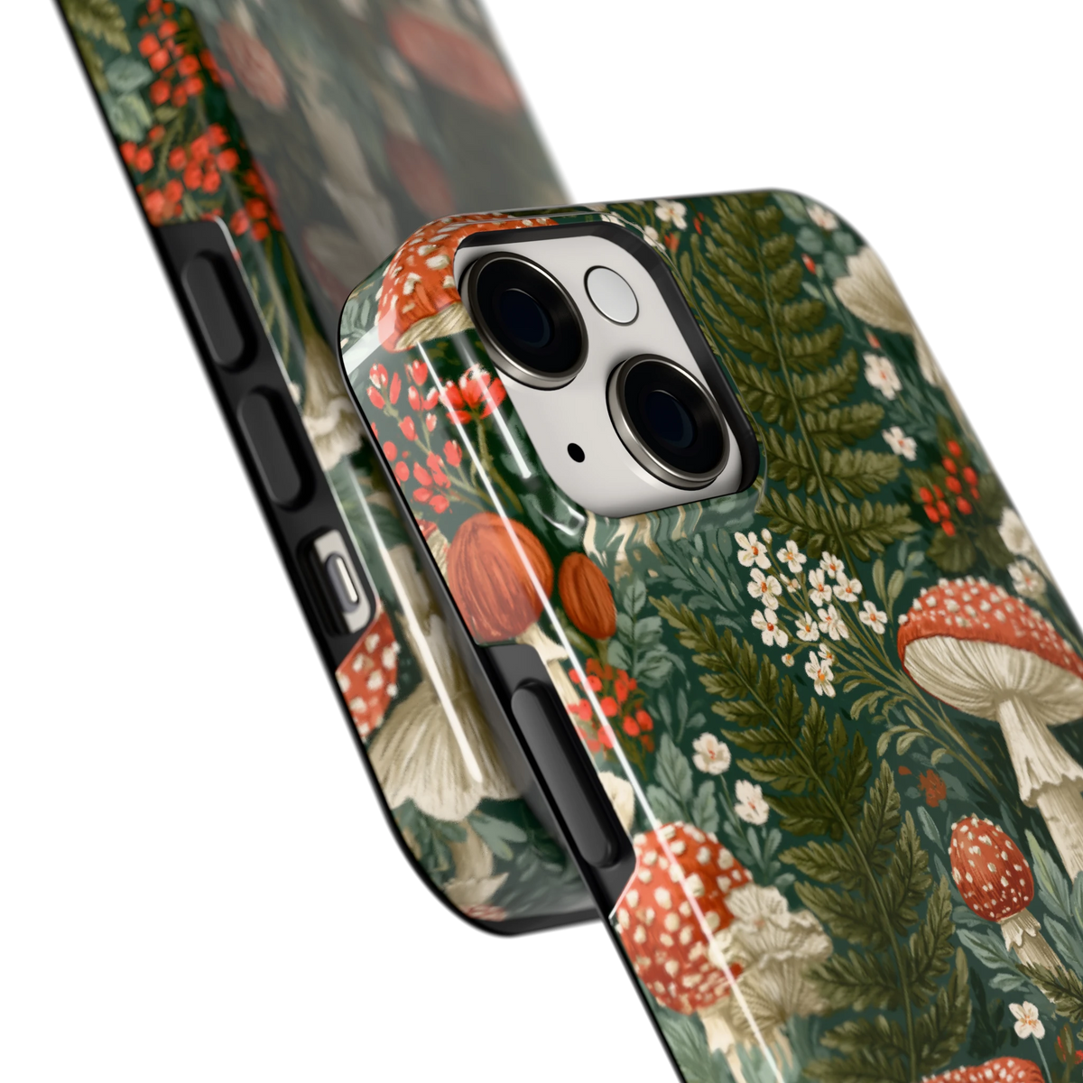 Vliegenzwammenbos hoesje voor iPhone 14, close-up