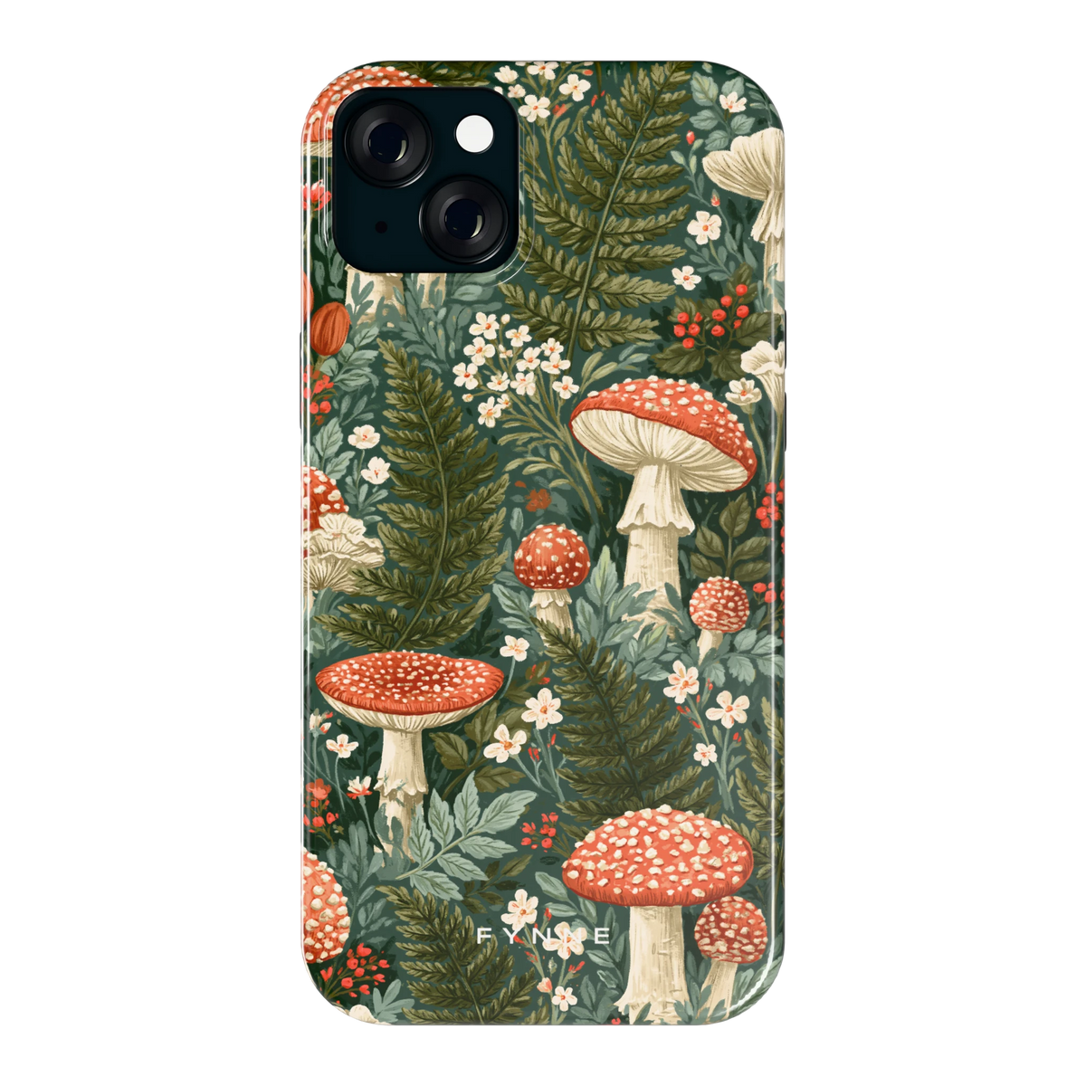 Vliegenzwammenbos hoesje voor iPhone 15 Plus, achterkant