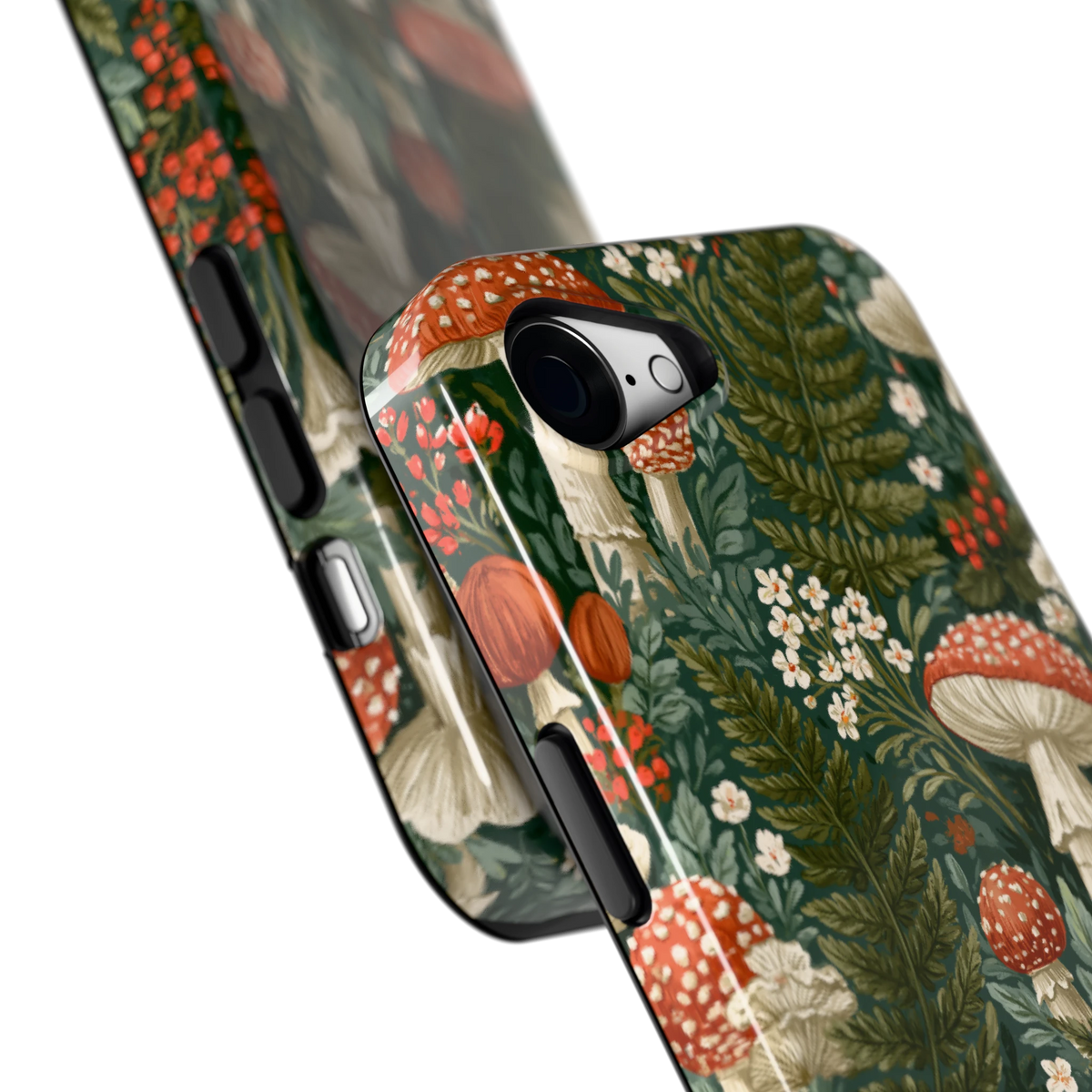Vliegenzwammenbos hoesje voor iPhone 16e, close-up