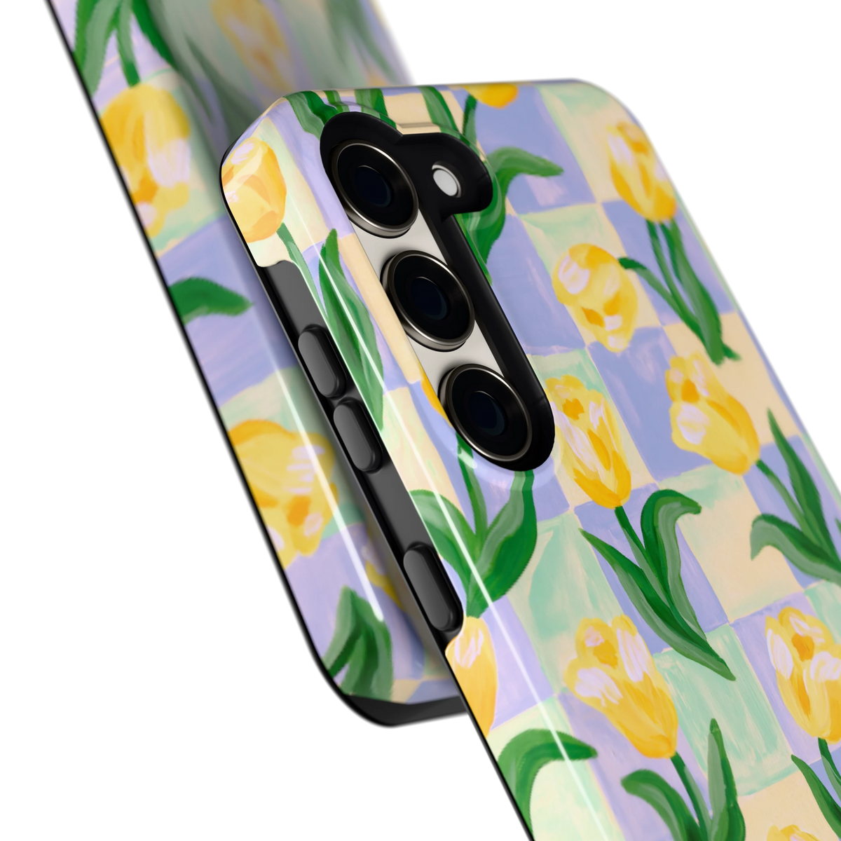 Tulpen Schaakbord hoesje voor Galaxy S23, close-up